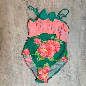 Girls Floral One Piece Swimsuit size 3/4
